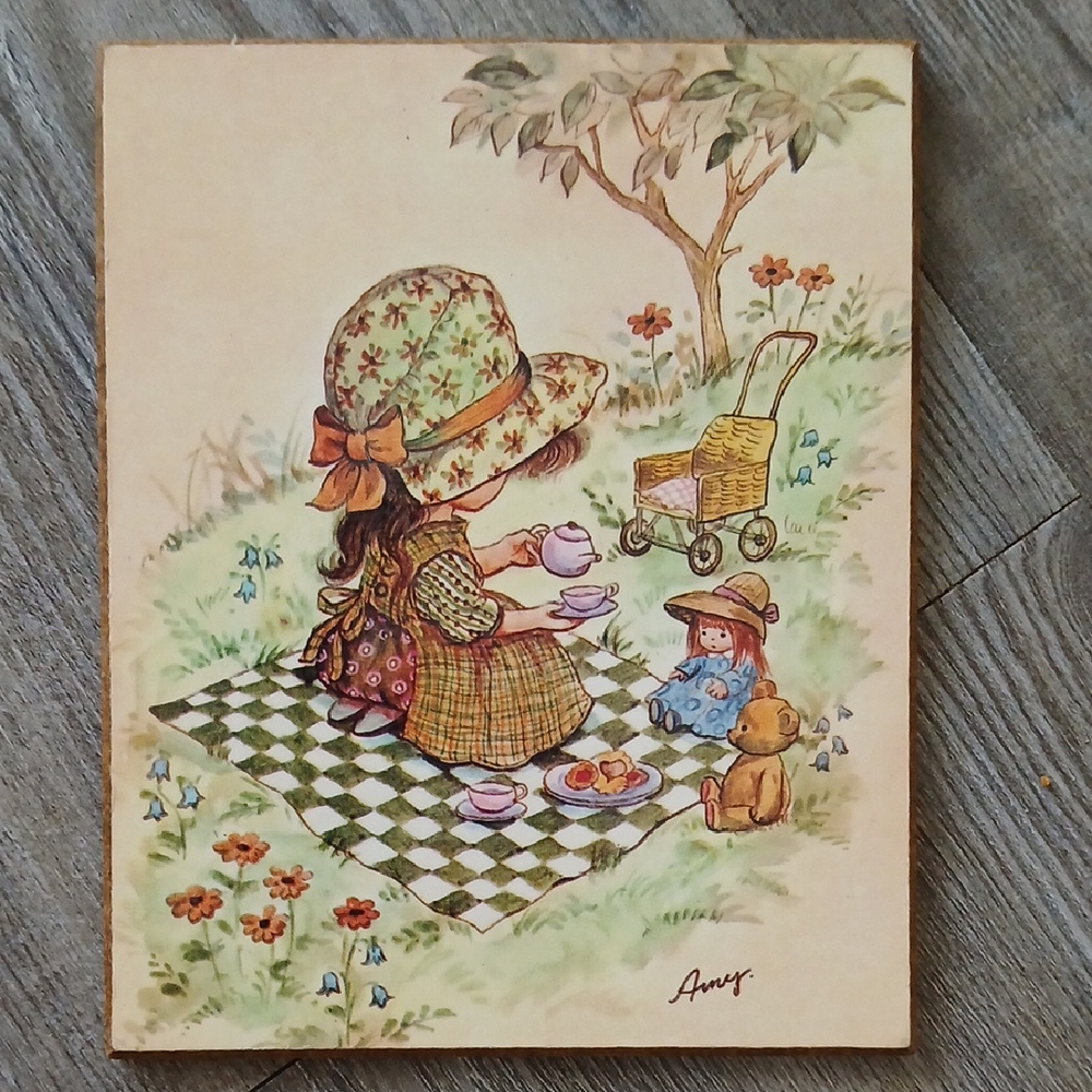 VINTAGE Holly Hobby Wall Plaque Art 1970s